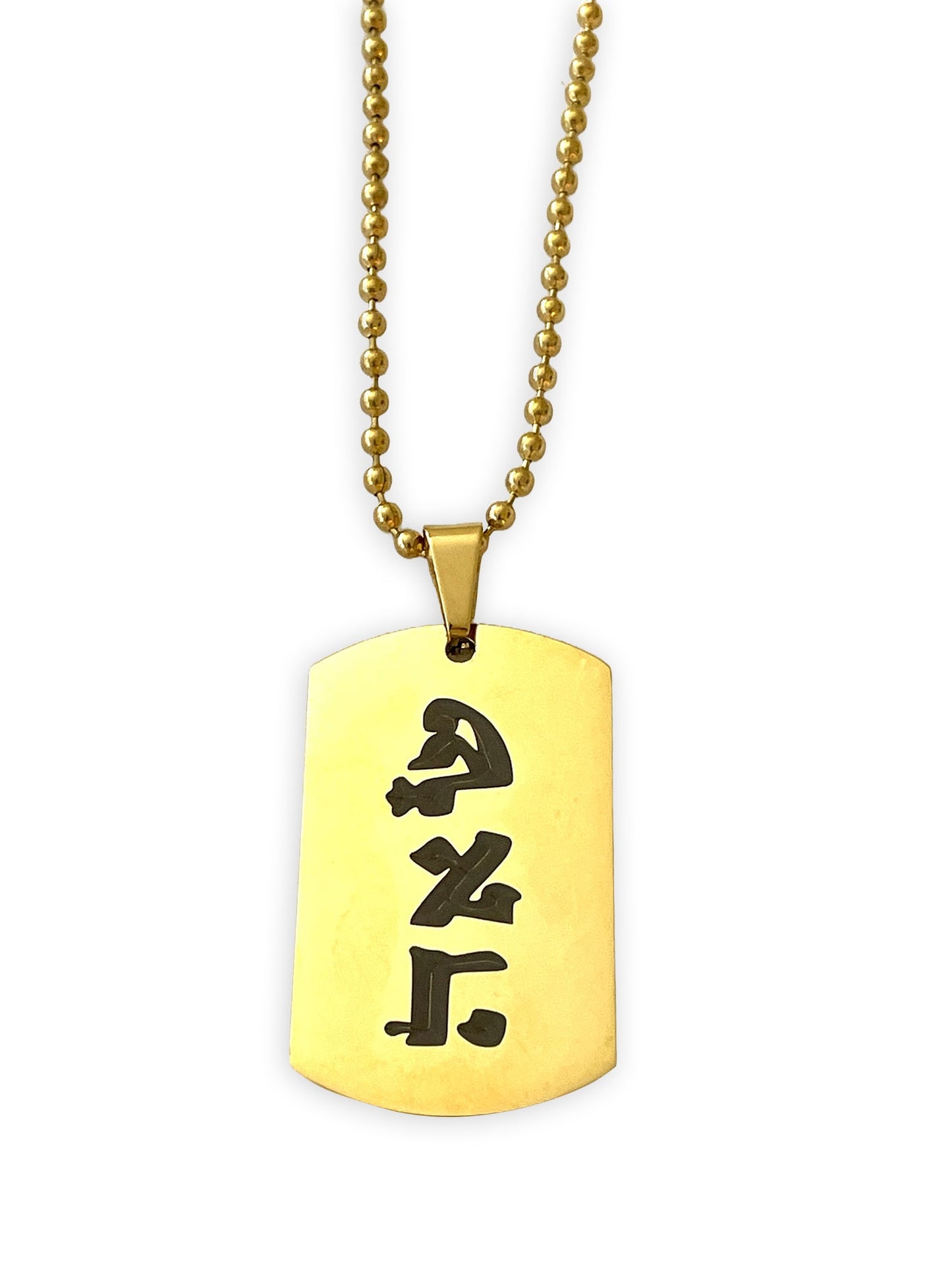 “SOULMATE - 72 NAMES OF GOD" GOLD PLATED STAINLESS STEEL DOG TAG NECKLACE