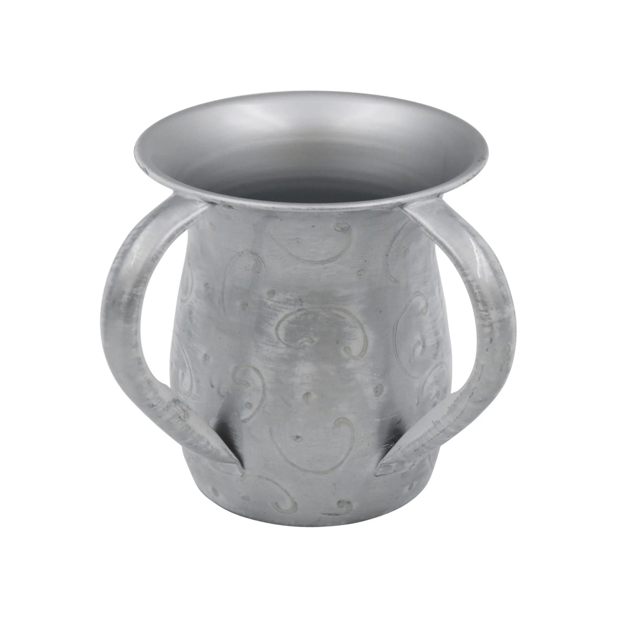 Wash Cup Stainless Steel - Silver/ White - Swirls - Size: 5.5"H