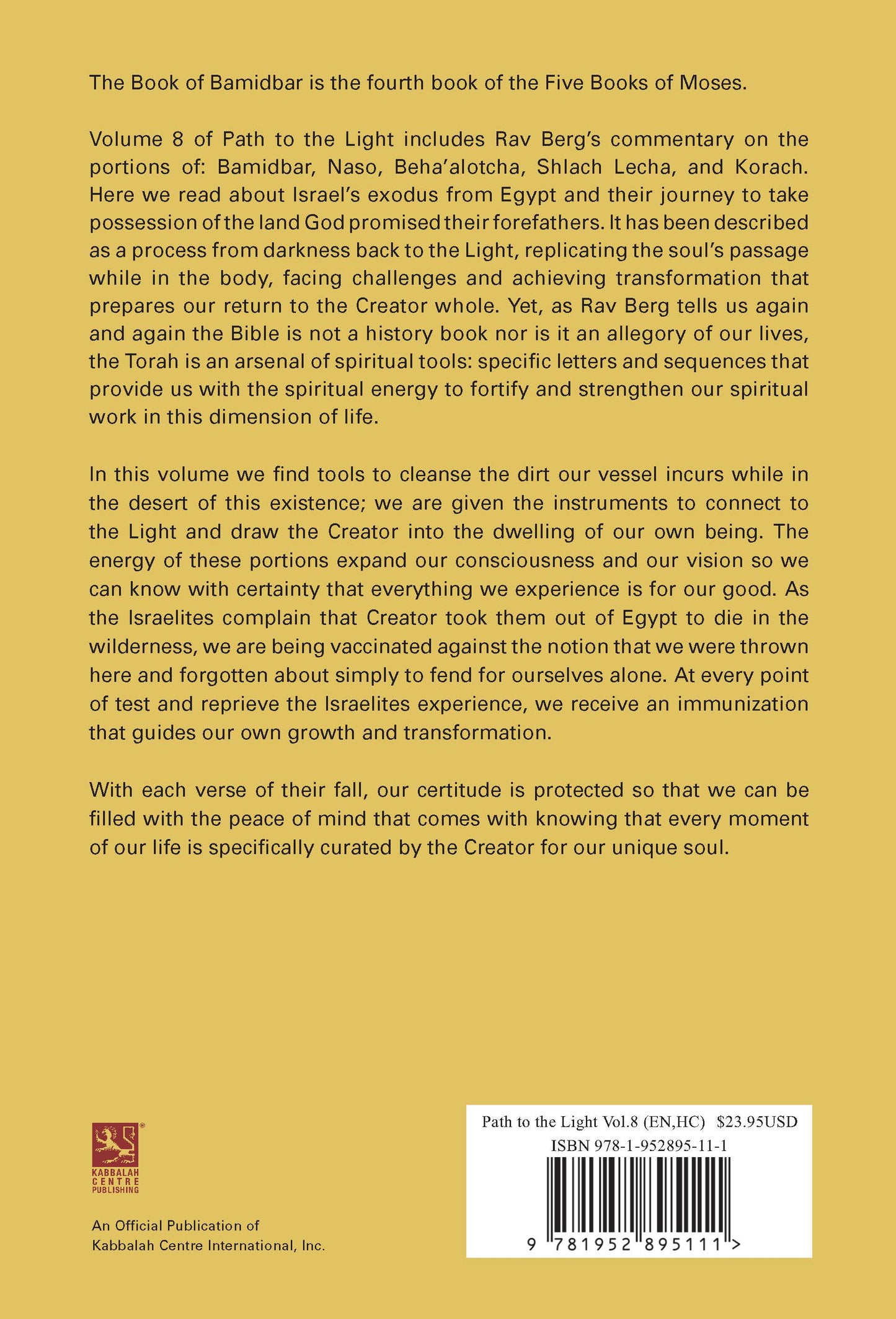 Path to the Light Vol. 8 - Bamidbar (English, Hardcover)