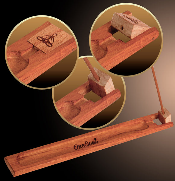 Bamboo Ash Catcher & Incense Burner Holder, Wooden Incense Holder for  Incense Sticks with Storage Drawer, OneSoul Collection
