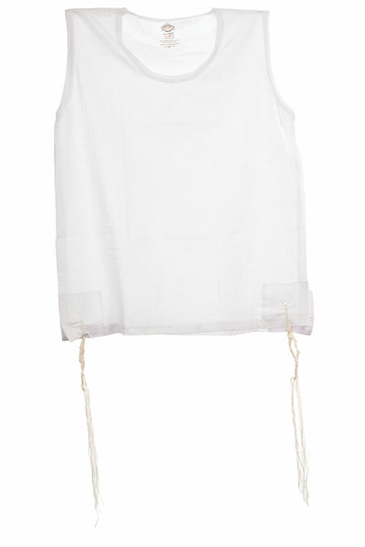 T-Shirt with Tzitzit Attached Adult Size - White