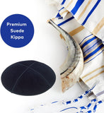 Kippa - Skull Cap Suede (Black, White & Navy)
