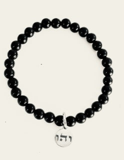 Happiness - (והו) Vav Hey Vav - Natural Black Onyx 6mm Beads Bracelet