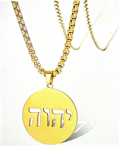 Tetragrammaton Necklace Stainless Steel Yellow Gold Plated