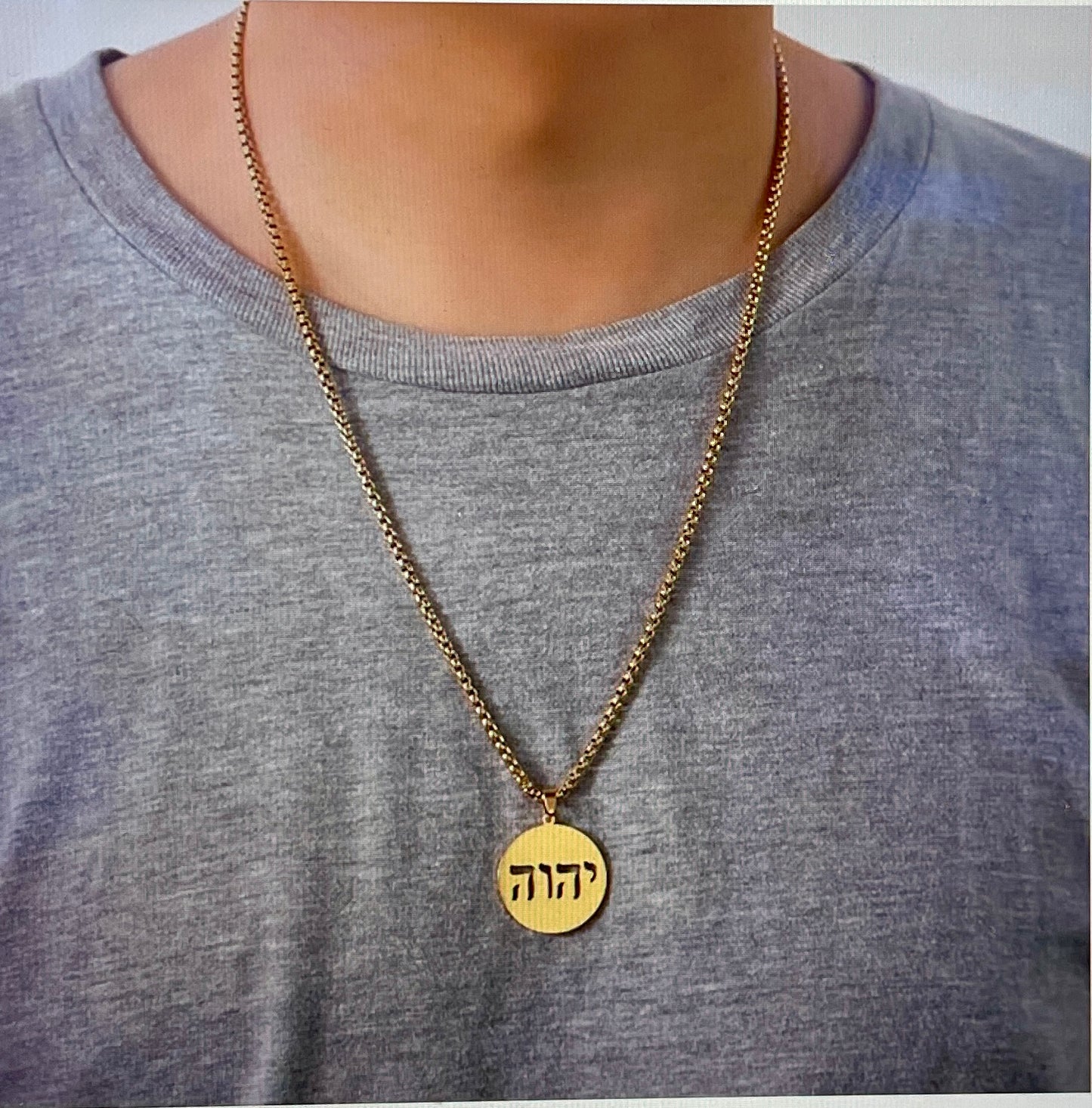 Tetragrammaton Necklace Stainless Steel Yellow Gold Plated