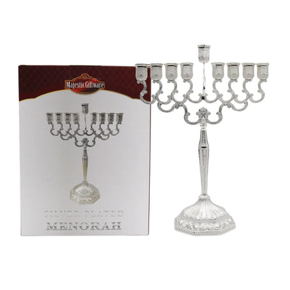 Silver Plated Chanukiah Menorah - Large 11" W x 13.5"