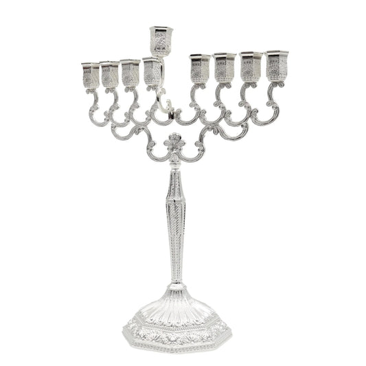 Silver Plated Chanukiah Menorah - Large 11" W x 13.5"