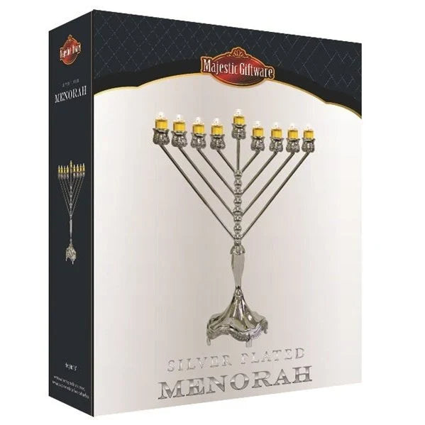 Chanukah Menorah - Silver Plated - 18"H