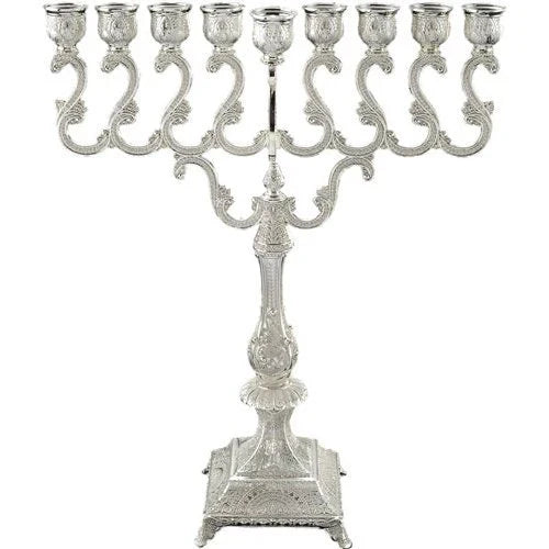 Chanukah Menorah - Silver Plated - Filagree 18"H