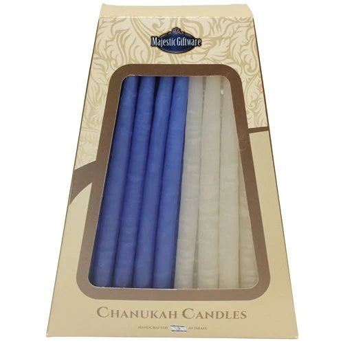 Safed Chanukah Candles - 45 Pack - Blue/White - 6"