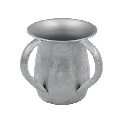Wash Cup Stainless Steel - Silver/ White - Swirls - Size: 5.5"H