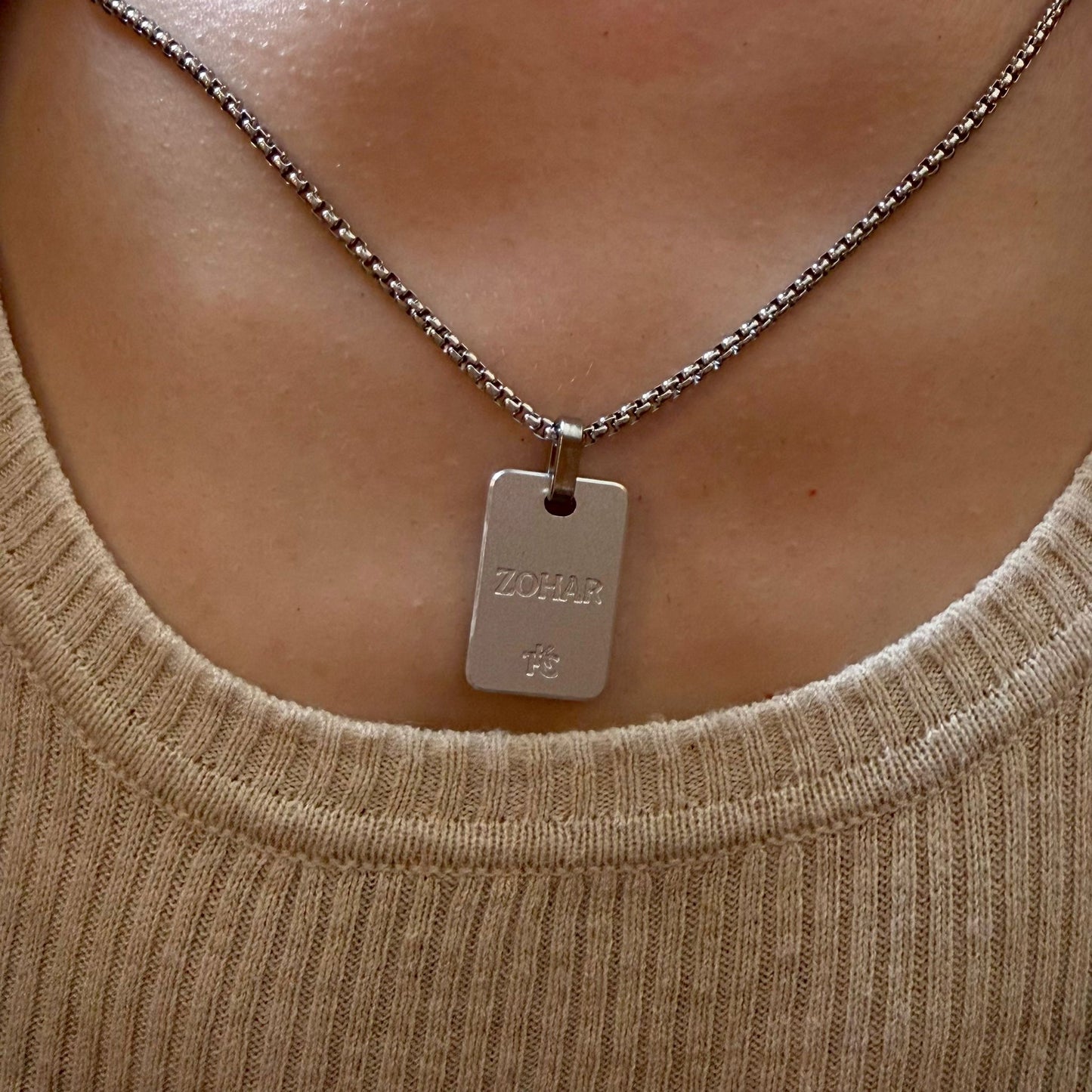 Nano Zohar Necklace - Full 23 Volume Aramaic Zohar Nano Inscribed Kabbalah Jewelry | Obsidian Noir, Lumina, Eclipse Editions | Aluminum Frame Stainless Steel Chain