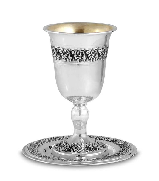 Sterling Silver Kiddush Cup - Fleur-de-Lis