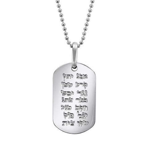 “ANA BEKOACH” STAINLESS STEEL DOG TAG (LARGE) NECKLACE