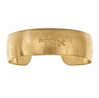 Bracelet: Brass Cuff Engraved Happiness / Protection