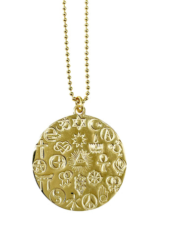 Necklace: World Peace 14K Solid Yellow Gold Pendant