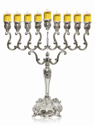 Menorah Silver Plated Chanukiah - Large 14"