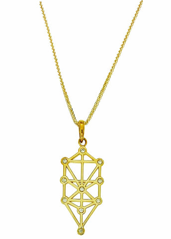 14K Solid Gold Tree of Life Diamond Pendant + Solid Gold Chain